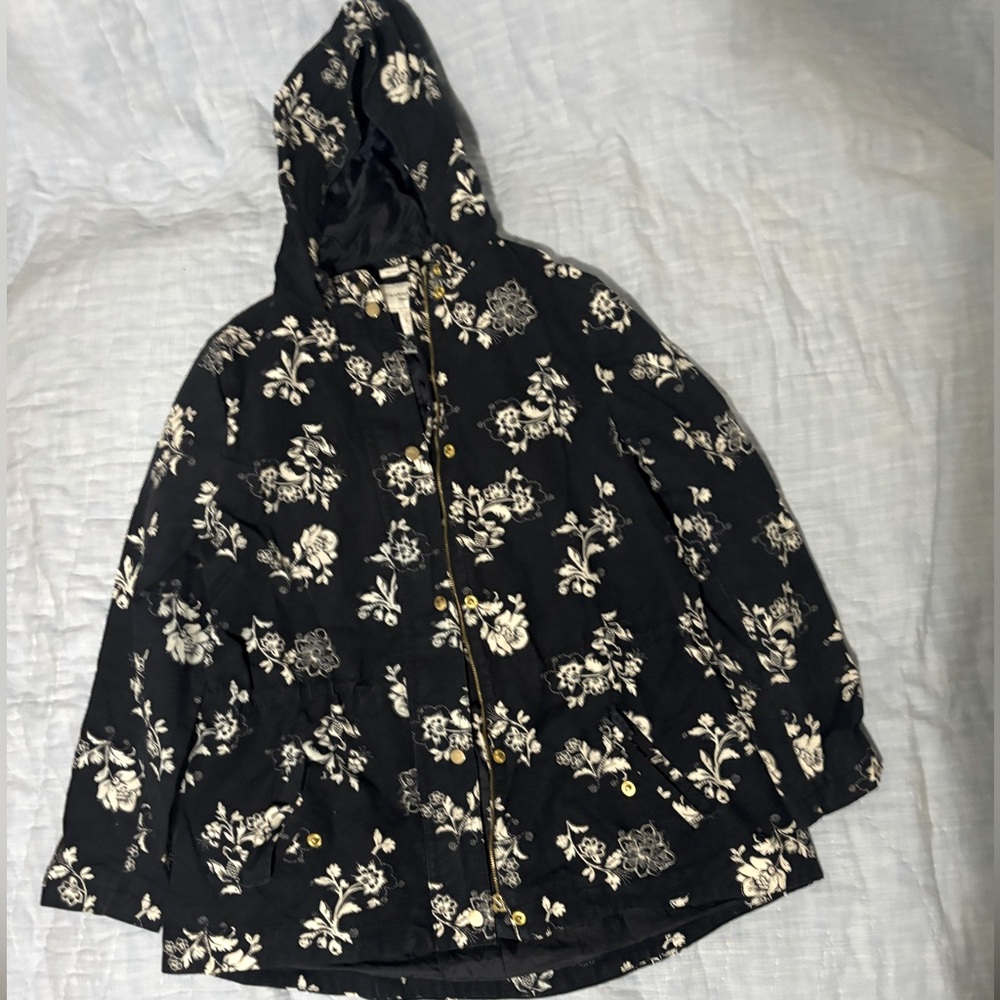 RARE Charter Club Elegant WaterResistant Floral Blue/White Jacket